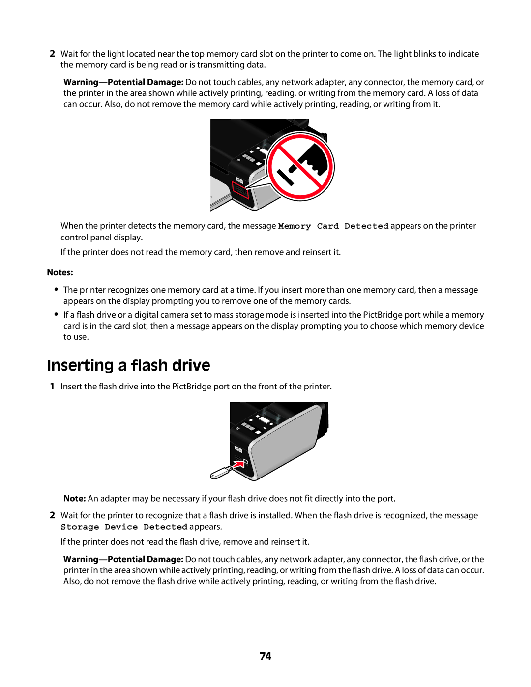 Lexmark 4600 Series manual Inserting a flash drive 