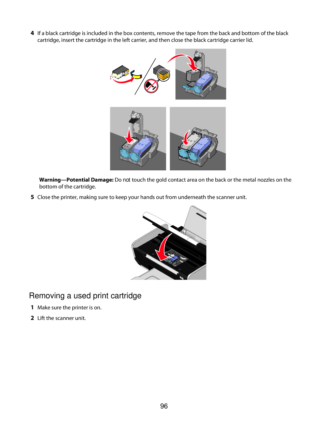 Lexmark 4600 Series manual Removing a used print cartridge 