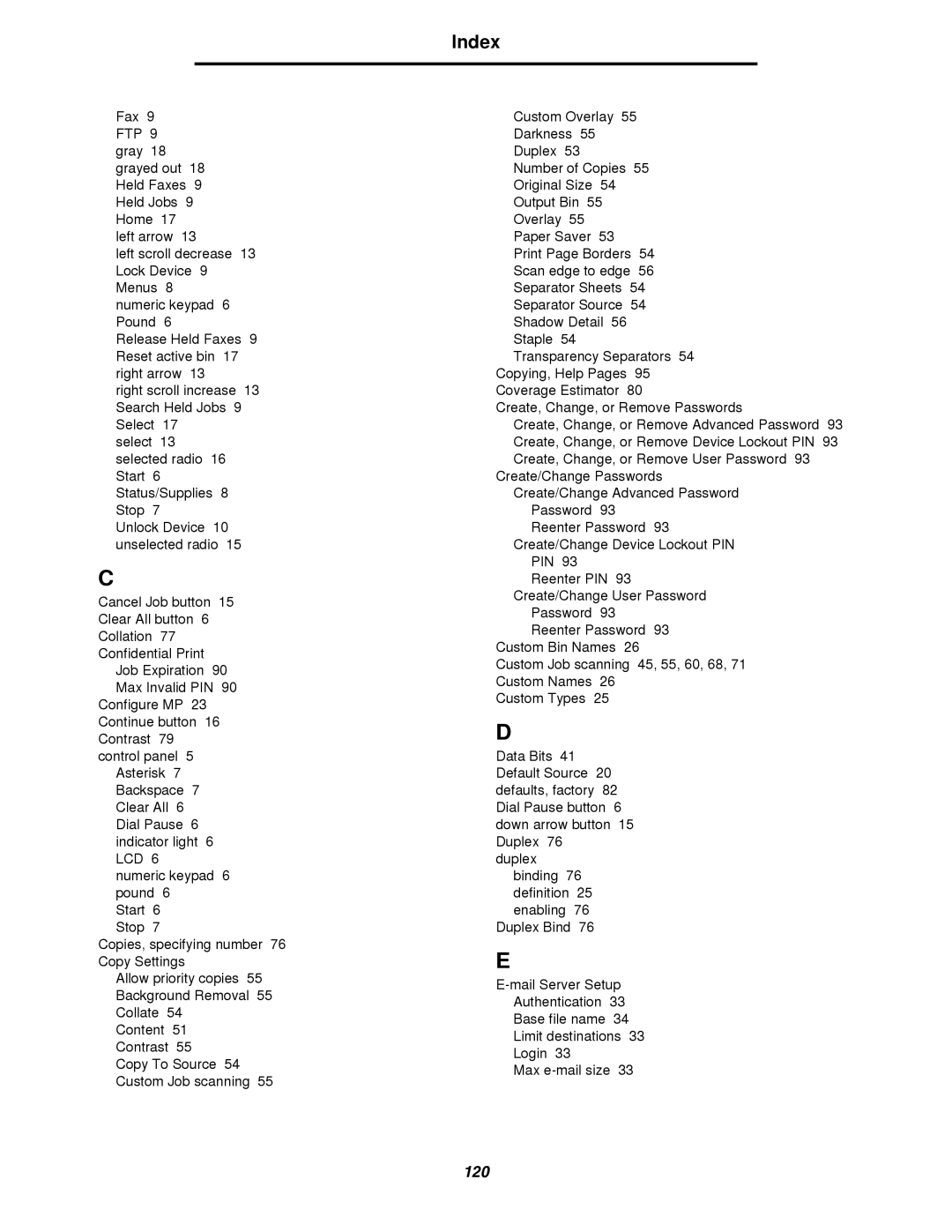 Lexmark 4600MFP manual Index, Ftp 