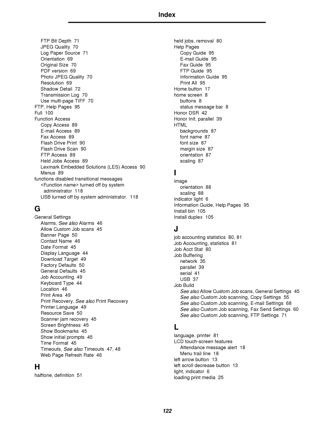 Lexmark 4600MFP manual 122 