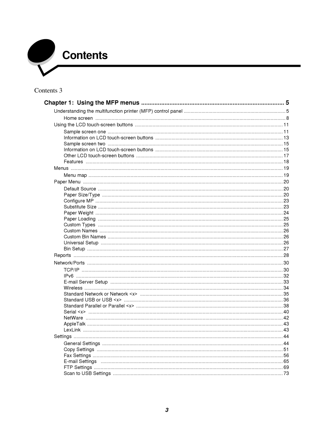 Lexmark 4600MFP manual Contents 