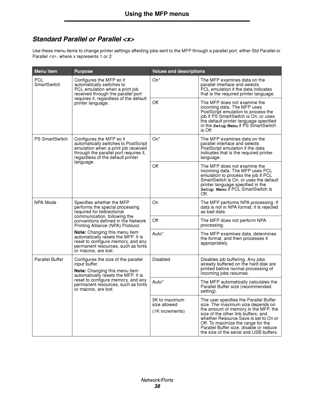 Lexmark 4600MFP manual Standard Parallel or Parallel 