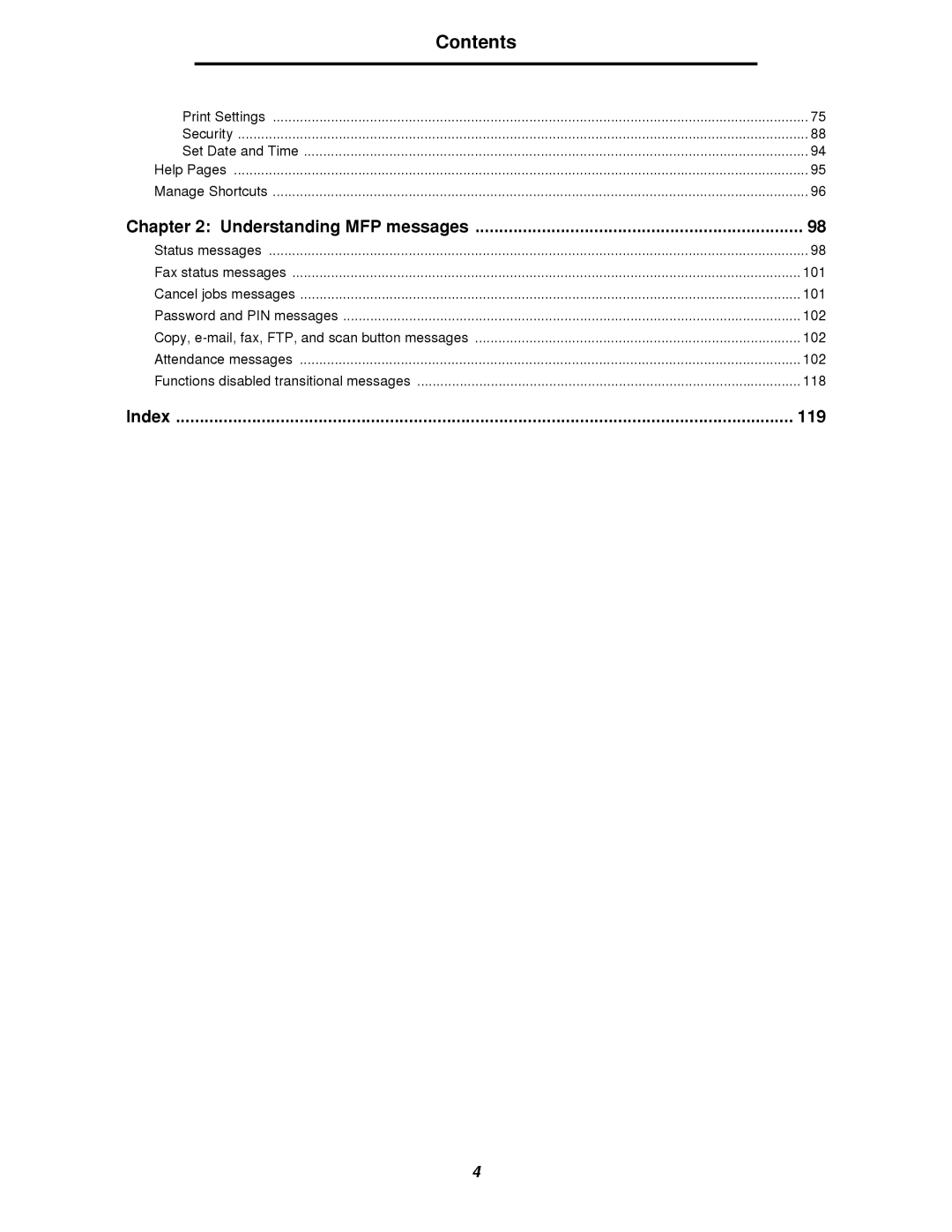 Lexmark 4600MFP manual Contents 