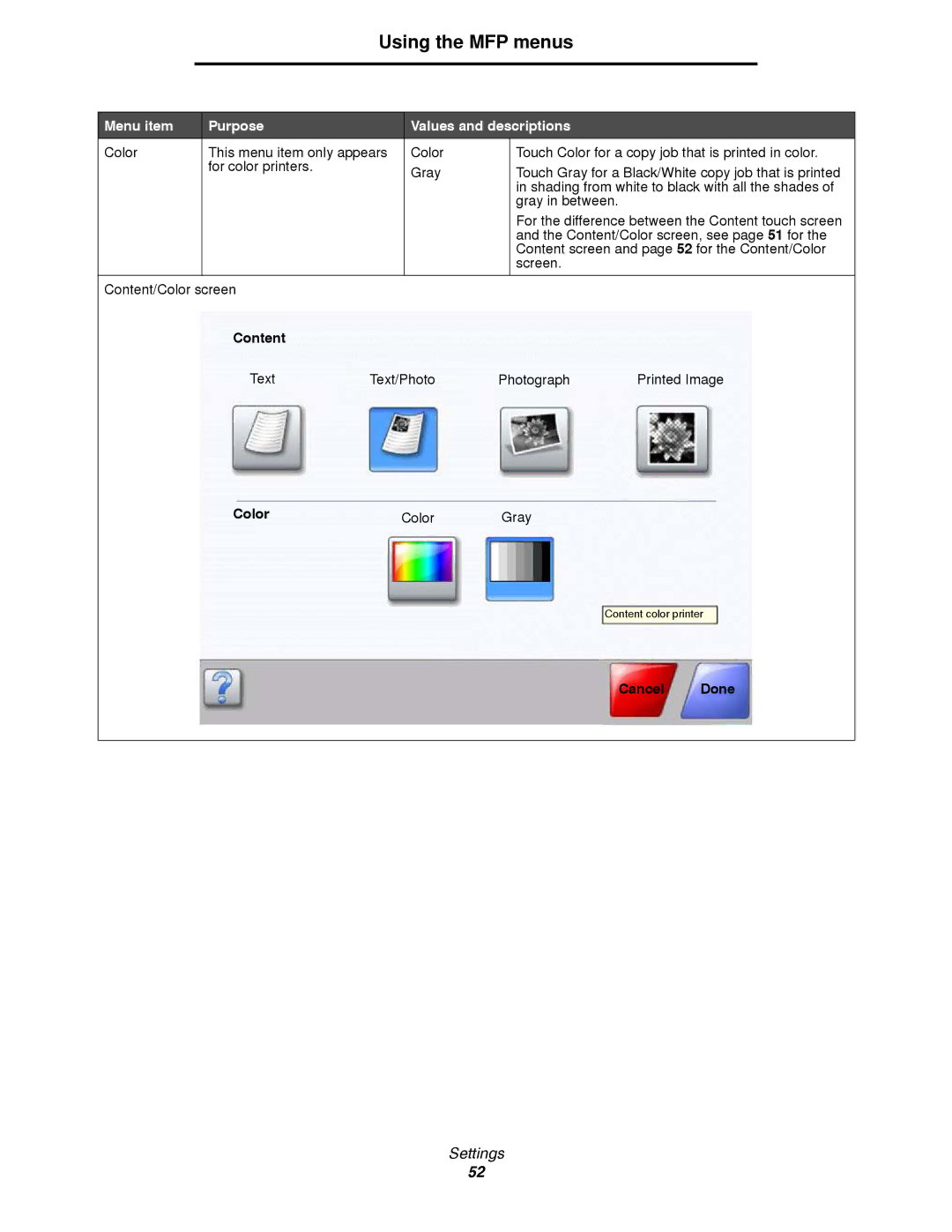 Lexmark 4600MFP manual Color 