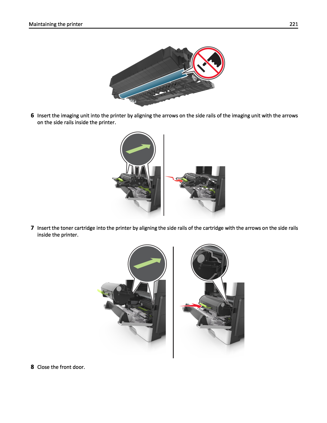 Lexmark MX510, 470, 35S5701, 670, 675, MX410DE manual Maintaining the printer, Close the front door 