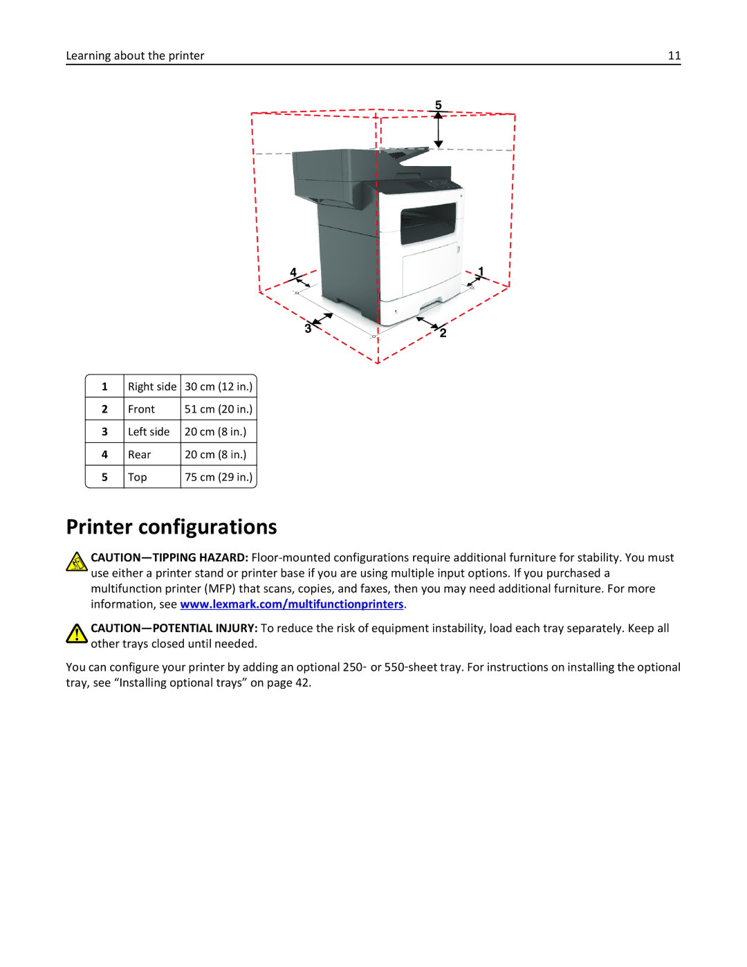 Lexmark MX510, 470, 35S5701, 670, 675, MX410DE manual Printer configurations 