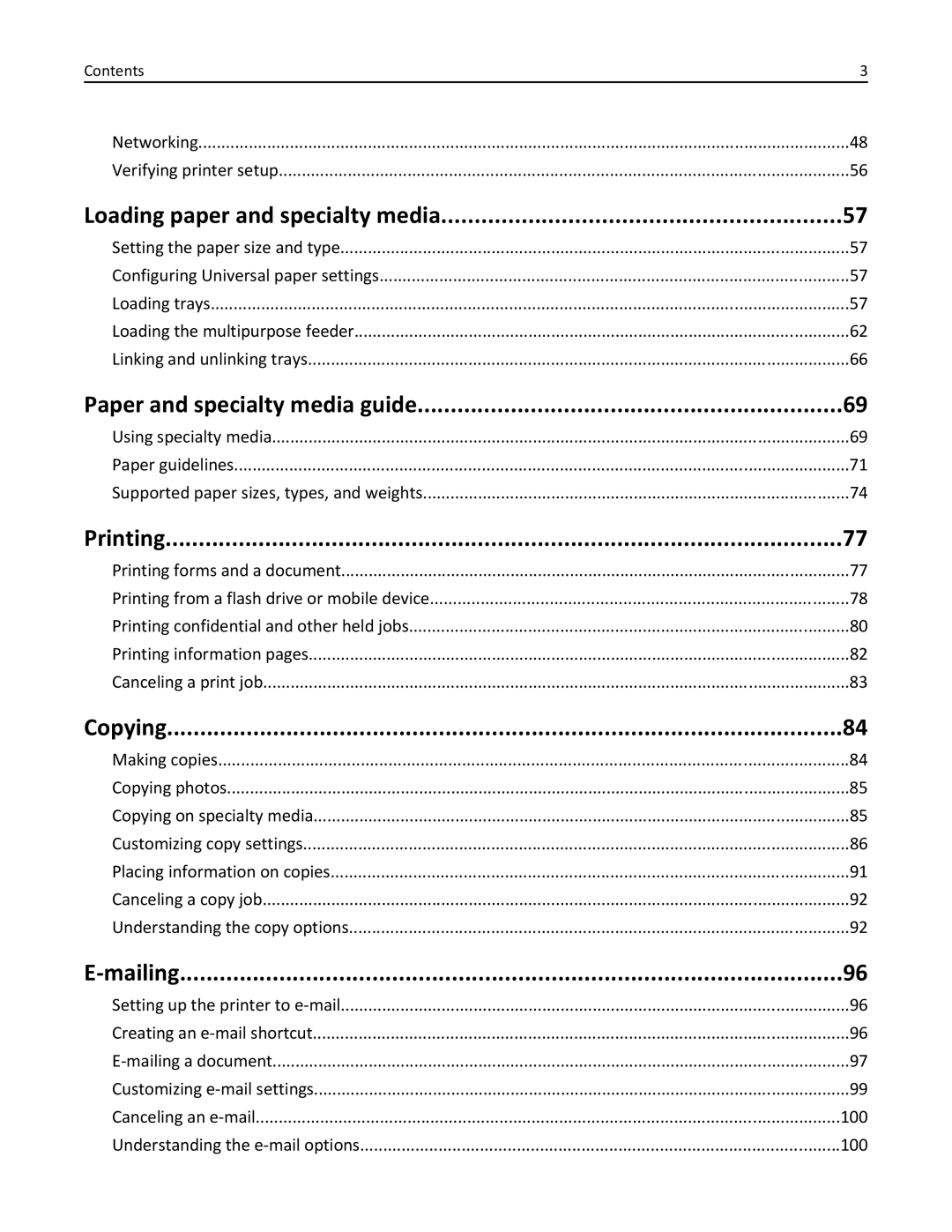 Lexmark 675, 470, 35S5701 Loading paper and specialty media, Paper and specialty media guide, Printing, Copying, Mailing 