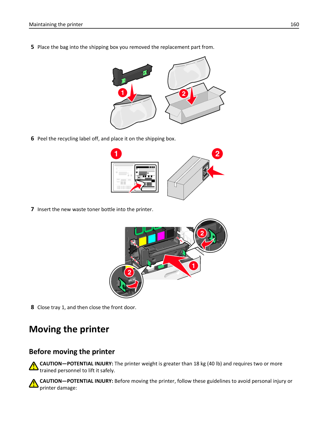 Lexmark 47B0002 manual Moving the printer, Before moving the printer 