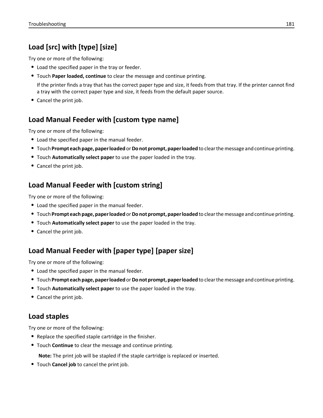 Lexmark 47B0002 Load src with type size, Load Manual Feeder with custom type name, Load Manual Feeder with custom string 