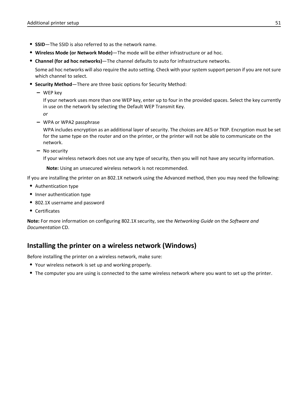 Lexmark 47B0002 manual Installing the printer on a wireless network Windows 