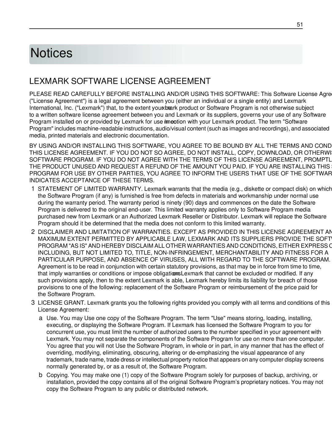 Lexmark X792DE, 47B1001, 47B1000, X792DTE manual Lexmark Software License Agreement 