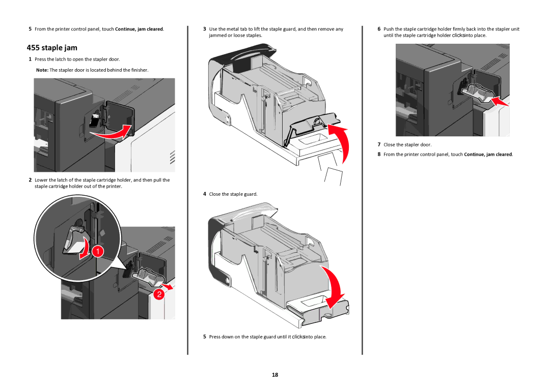 Lexmark 47BT021, 47B1285 manual Staple jam 