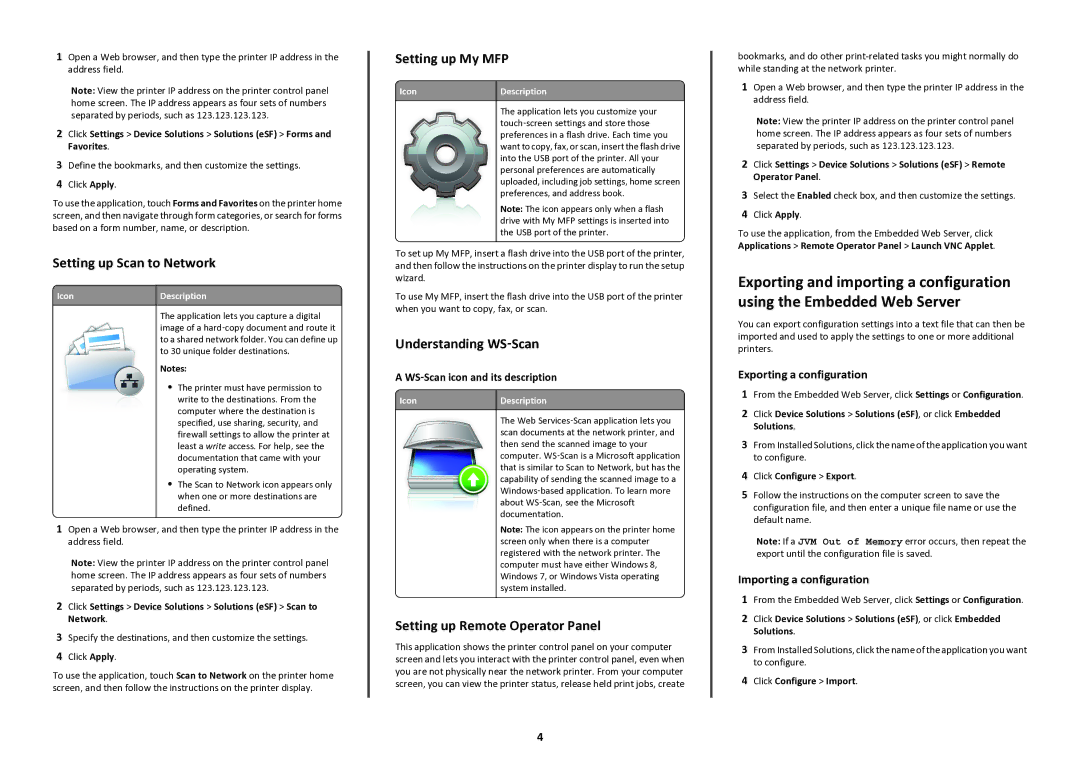 Lexmark 47BT021 Setting up Scan to Network, Setting up My MFP, Understanding WS‑Scan, Setting up Remote Operator Panel 