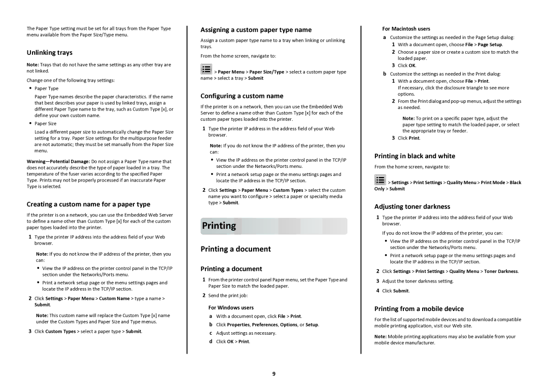 Lexmark 47B1285, 47BT021 manual Printing a document 