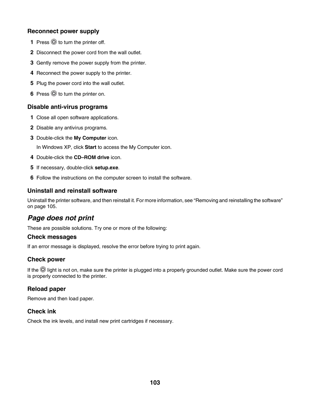 Lexmark 4800 Series manual Does not print 