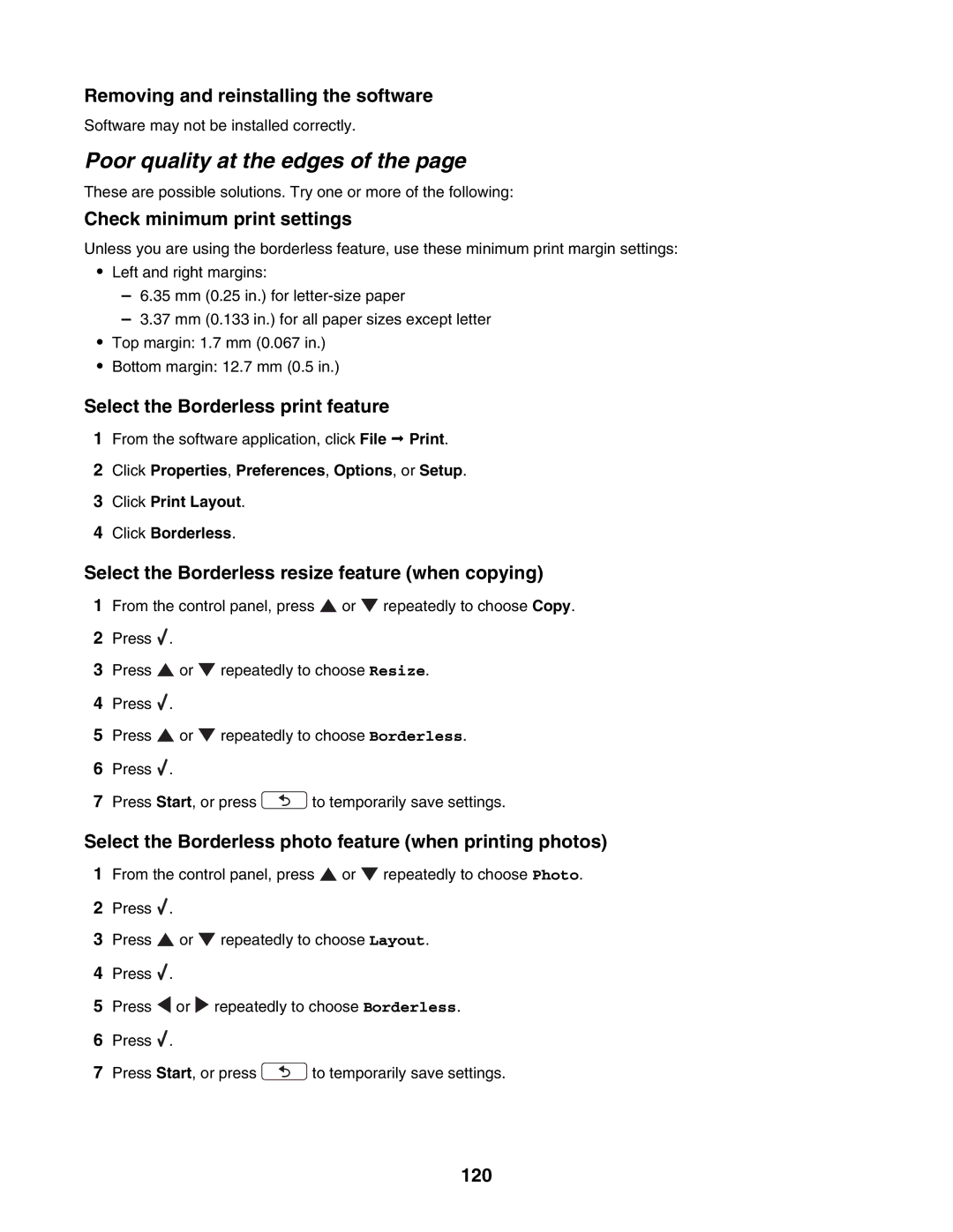 Lexmark 4800 Series manual Poor quality at the edges 