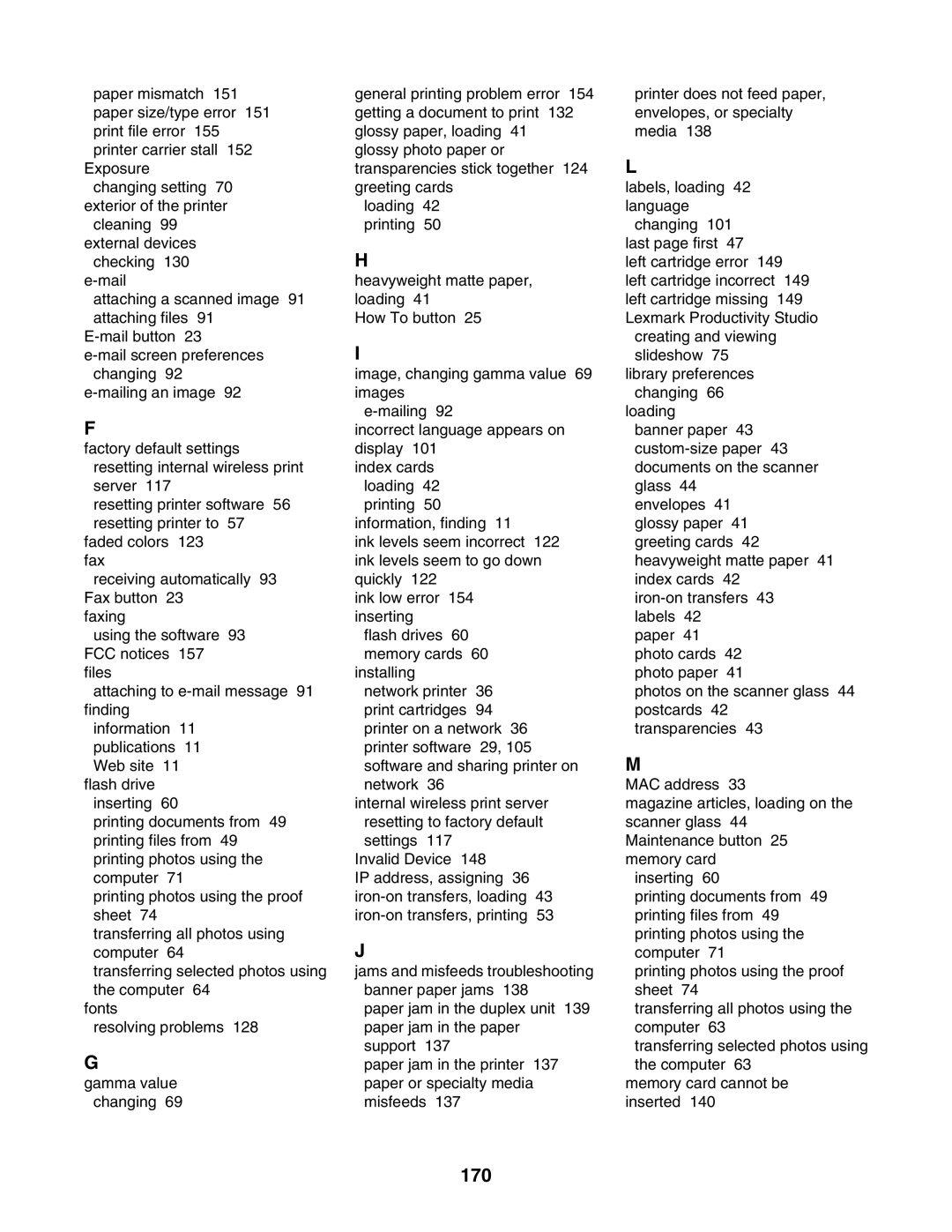 Lexmark 4800 Series manual 170 