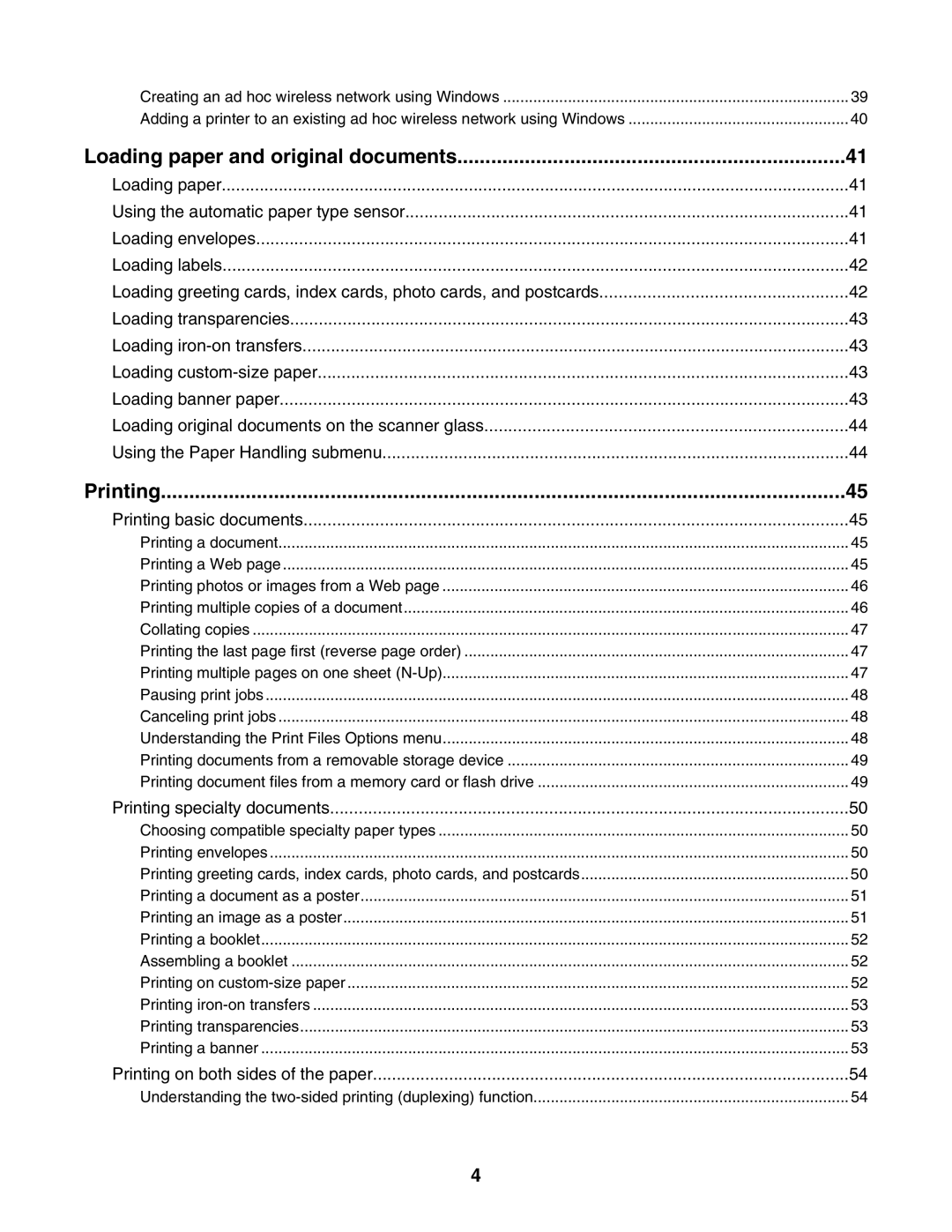 Lexmark 4800 Series manual Loading paper and original documents, Printing 