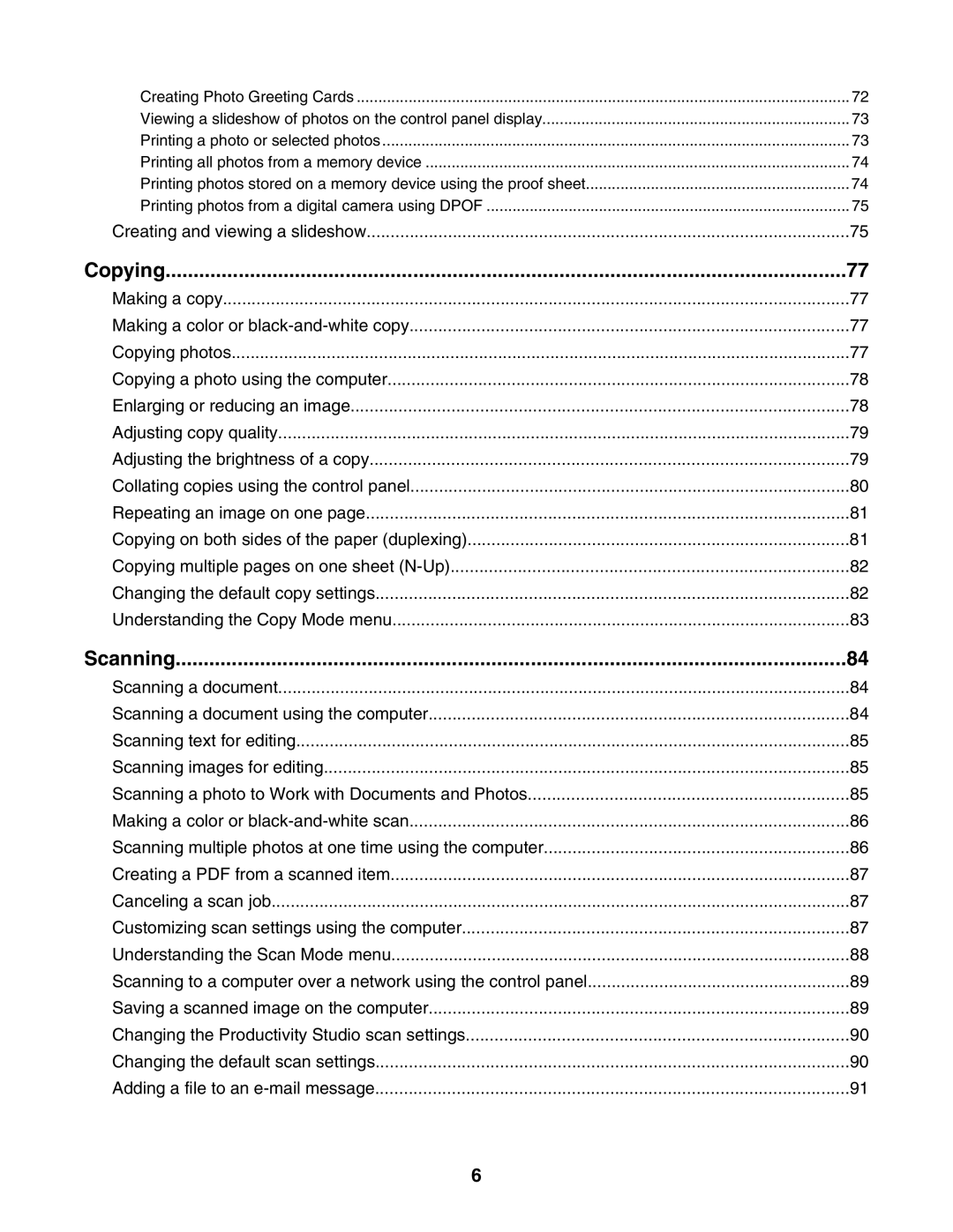 Lexmark 4800 Series manual Copying, Scanning 