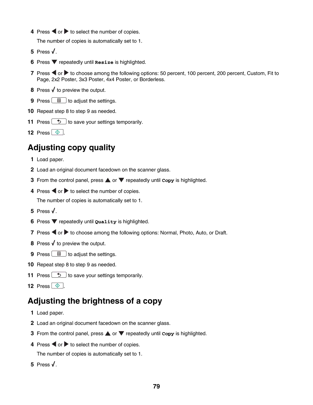 Lexmark 4800 Series manual Adjusting copy quality, Adjusting the brightness of a copy 