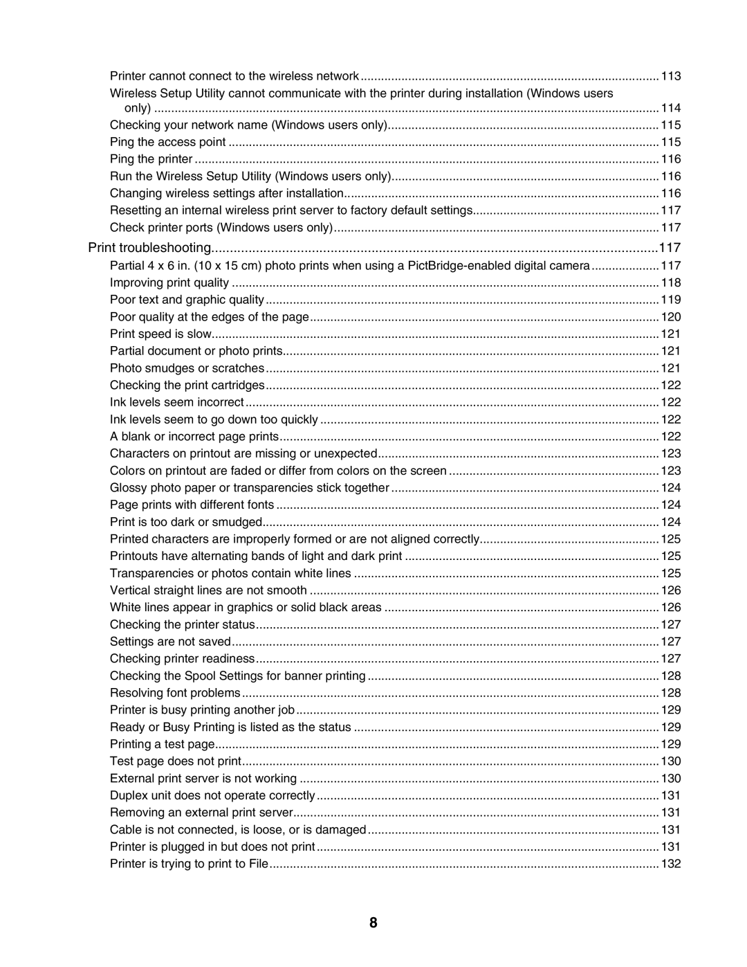 Lexmark 4800 Series manual Print troubleshooting 117 