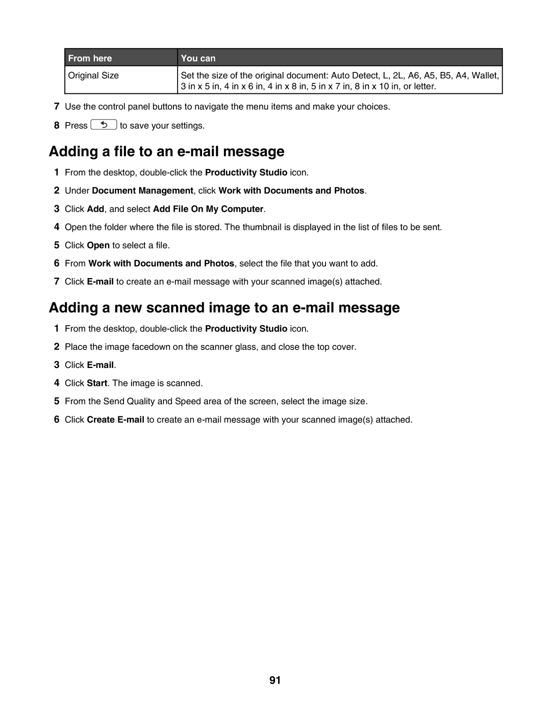 Lexmark 4800 Series manual Adding a file to an e-mail message, Adding a new scanned image to an e-mail message 