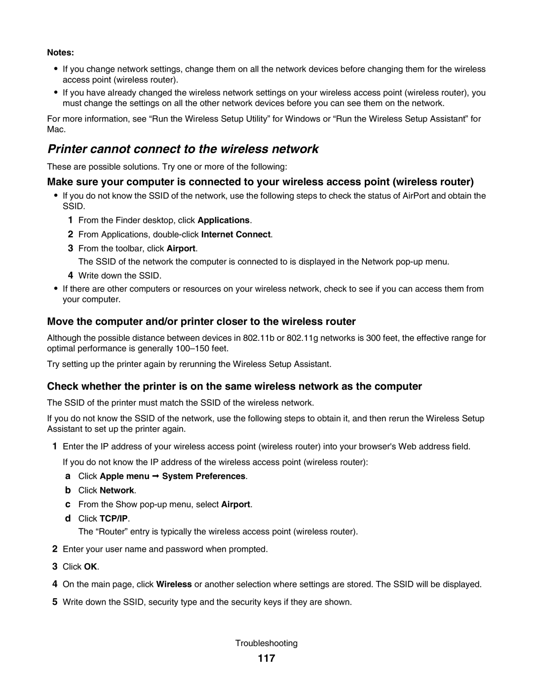 Lexmark 4800 manual Printer cannot connect to the wireless network, 117 