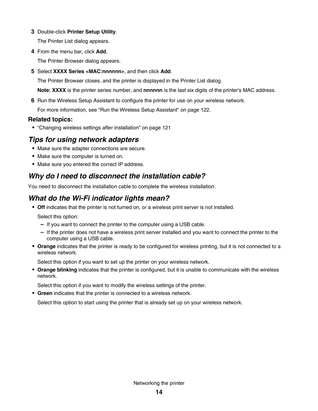 Lexmark 4800 manual Tips for using network adapters, Why do I need to disconnect the installation cable? 