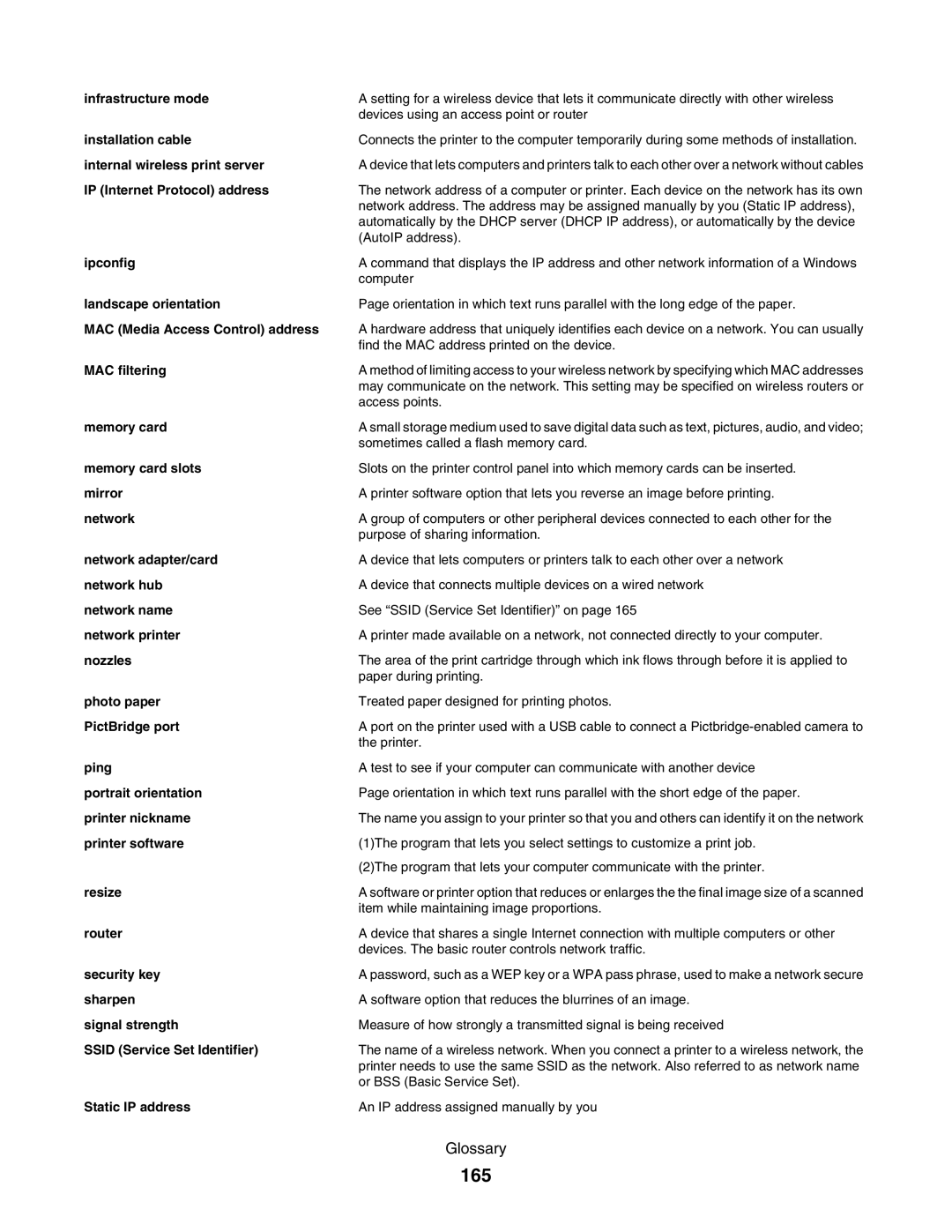 Lexmark 4800 manual 165, Infrastructure mode 