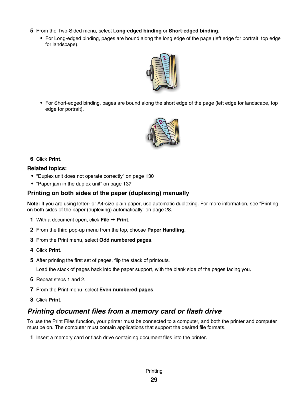 Lexmark 4800 manual Printing document files from a memory card or flash drive 