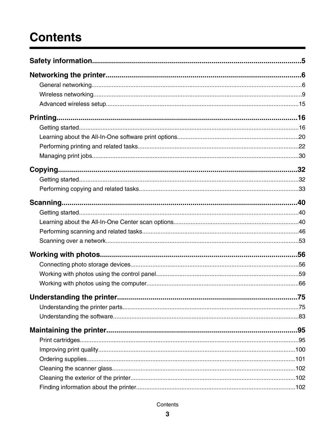 Lexmark 4800 manual Contents 