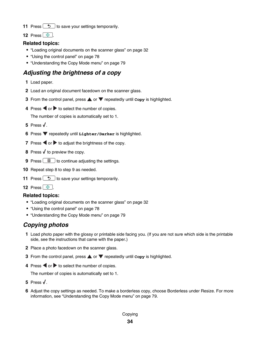 Lexmark 4800 manual Adjusting the brightness of a copy, Copying photos 