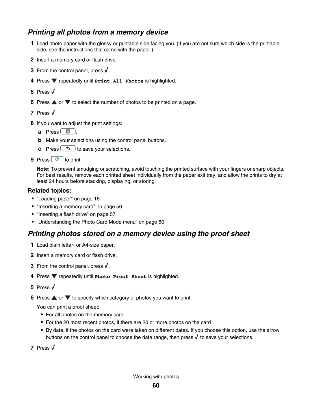 Lexmark 4800 manual Printing all photos from a memory device 