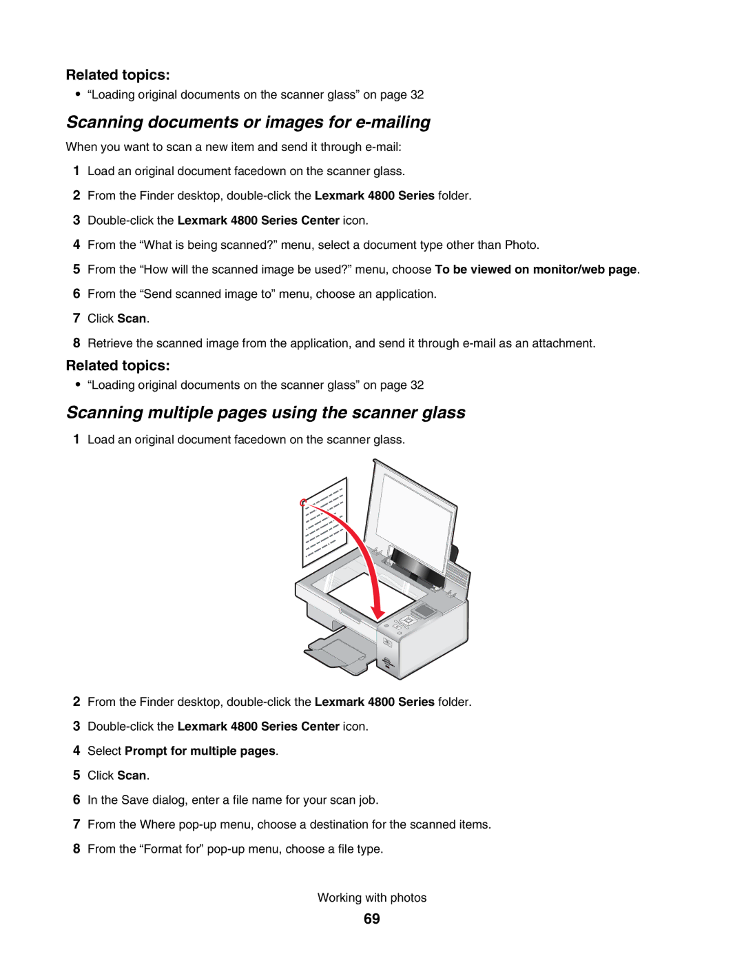 Lexmark 4800 manual Scanning documents or images for e-mailing 