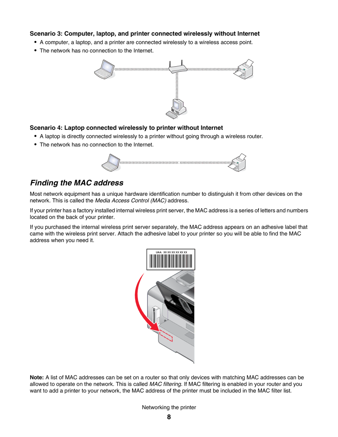 Lexmark 4800 manual Finding the MAC address 