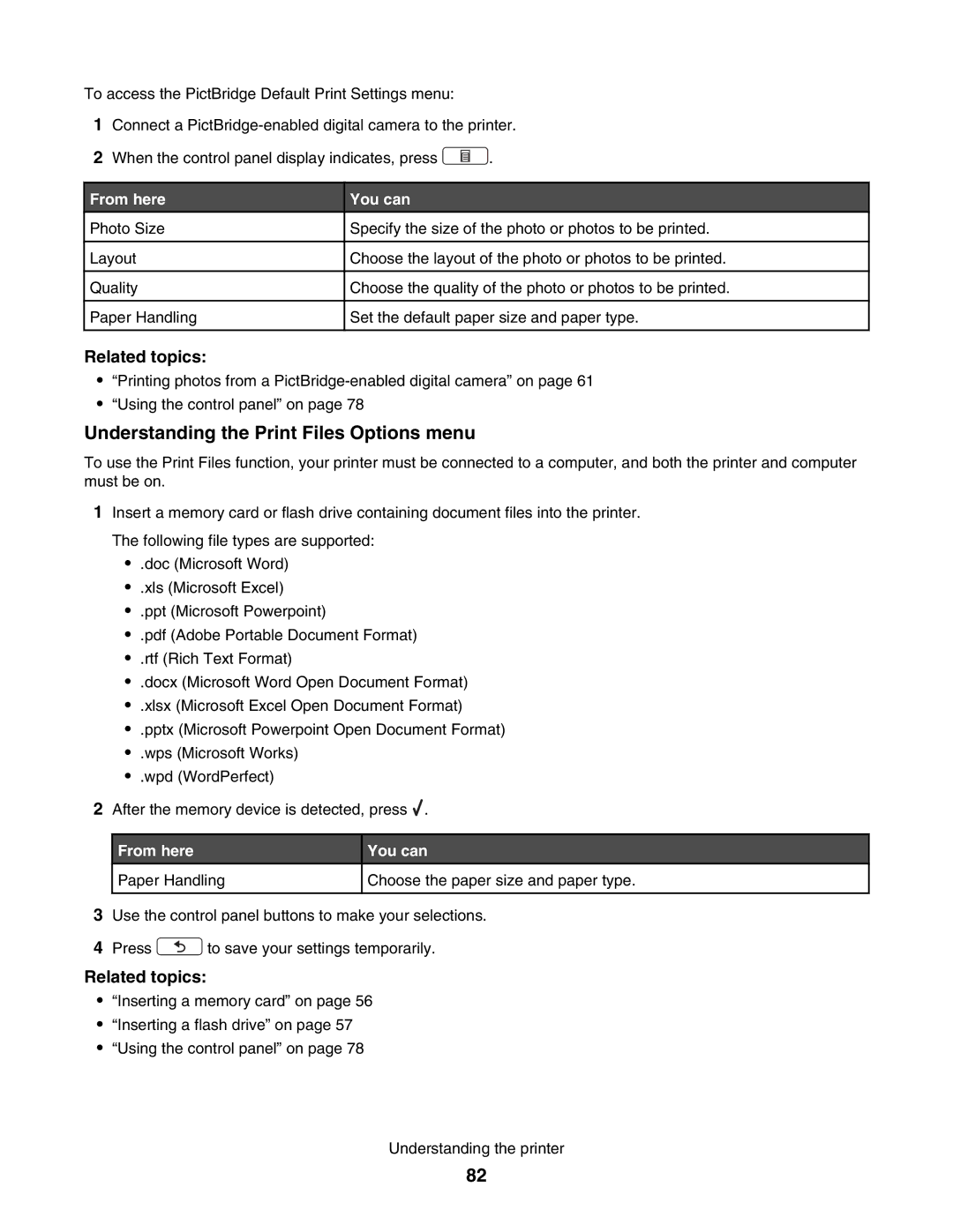 Lexmark 4800 manual Understanding the Print Files Options menu 