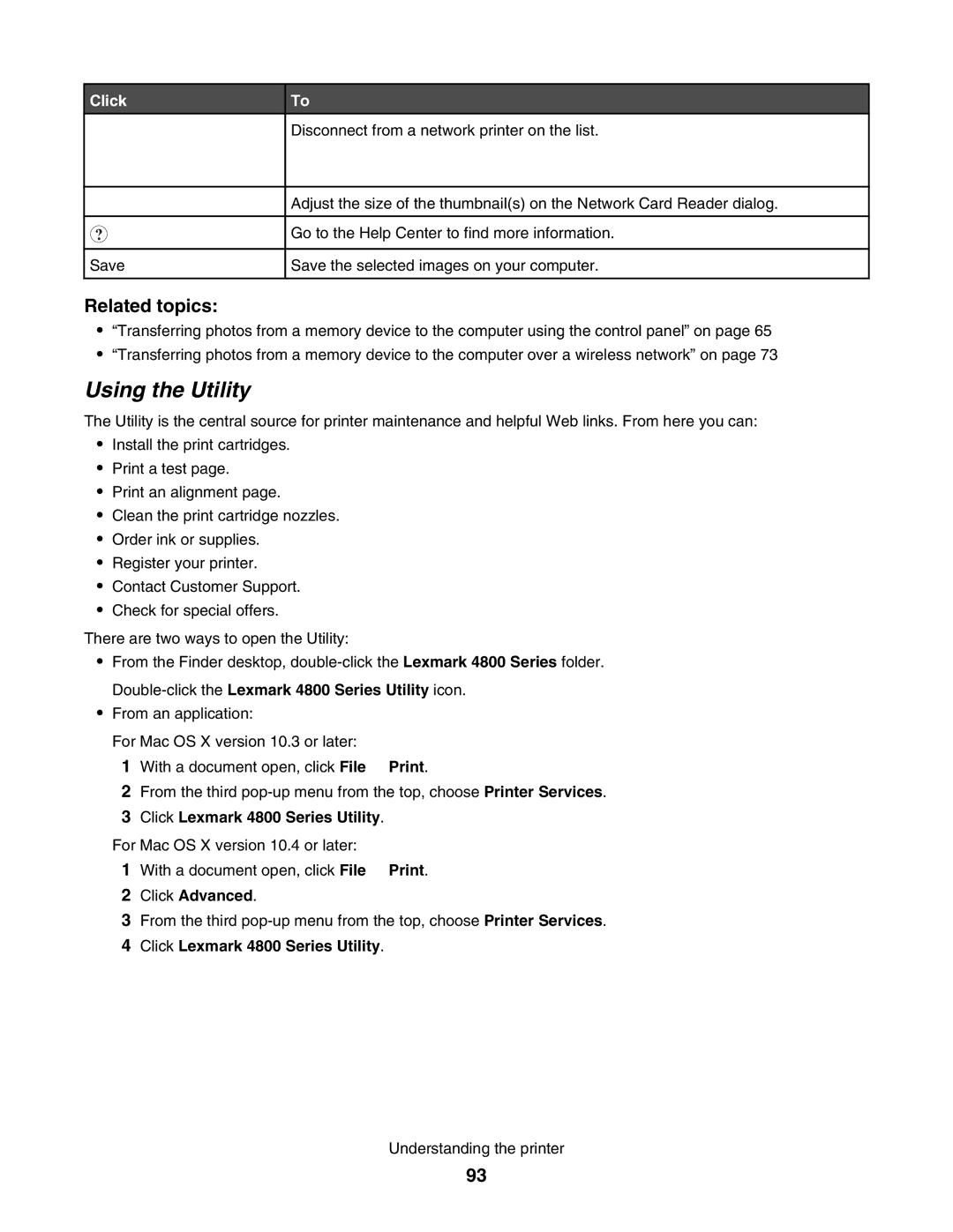 Lexmark 4800 manual Using the Utility, Click Advanced 