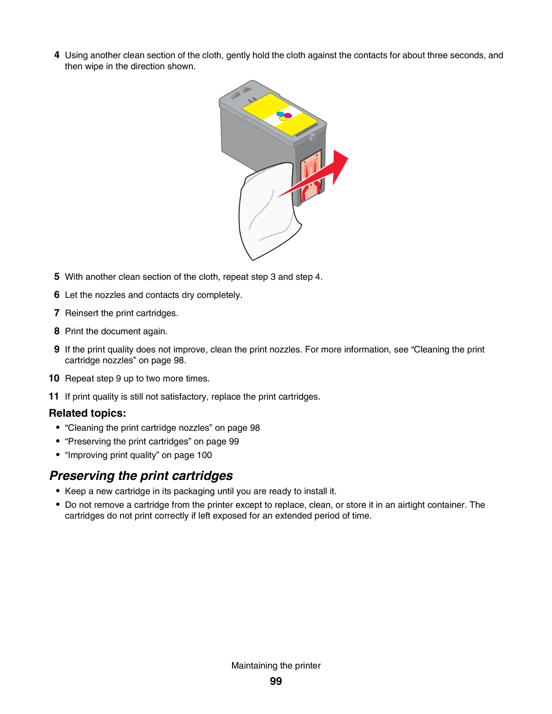 Lexmark 4800 manual Preserving the print cartridges 