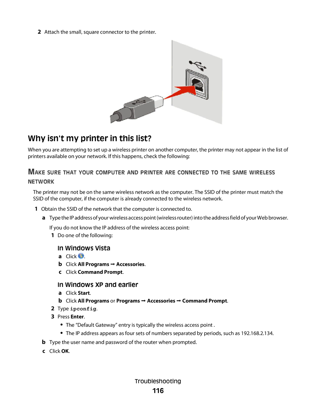 Lexmark 4900 Series manual Why isnt my printer in this list?, 116 