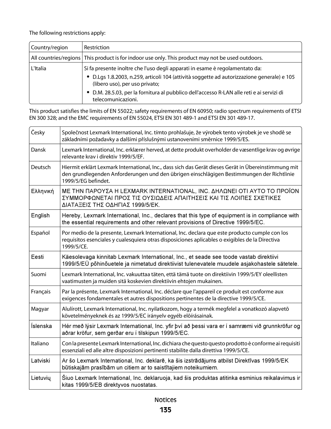 Lexmark 4900 Series manual 135, Latviski Lietuvių 