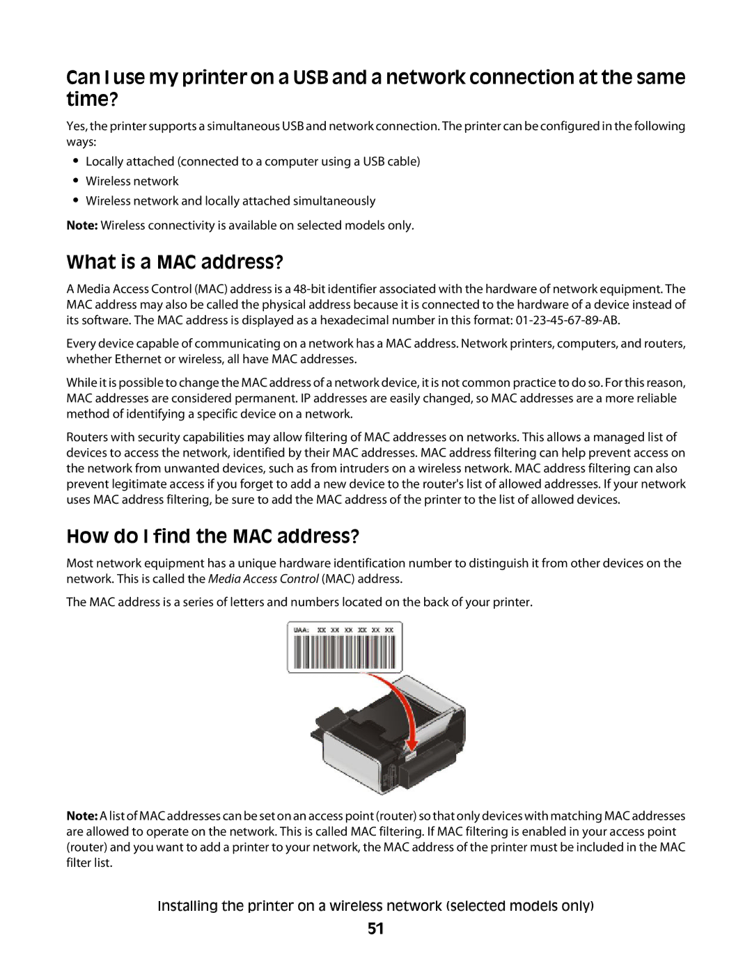 Lexmark 4900 Series manual What is a MAC address?, How do I find the MAC address? 