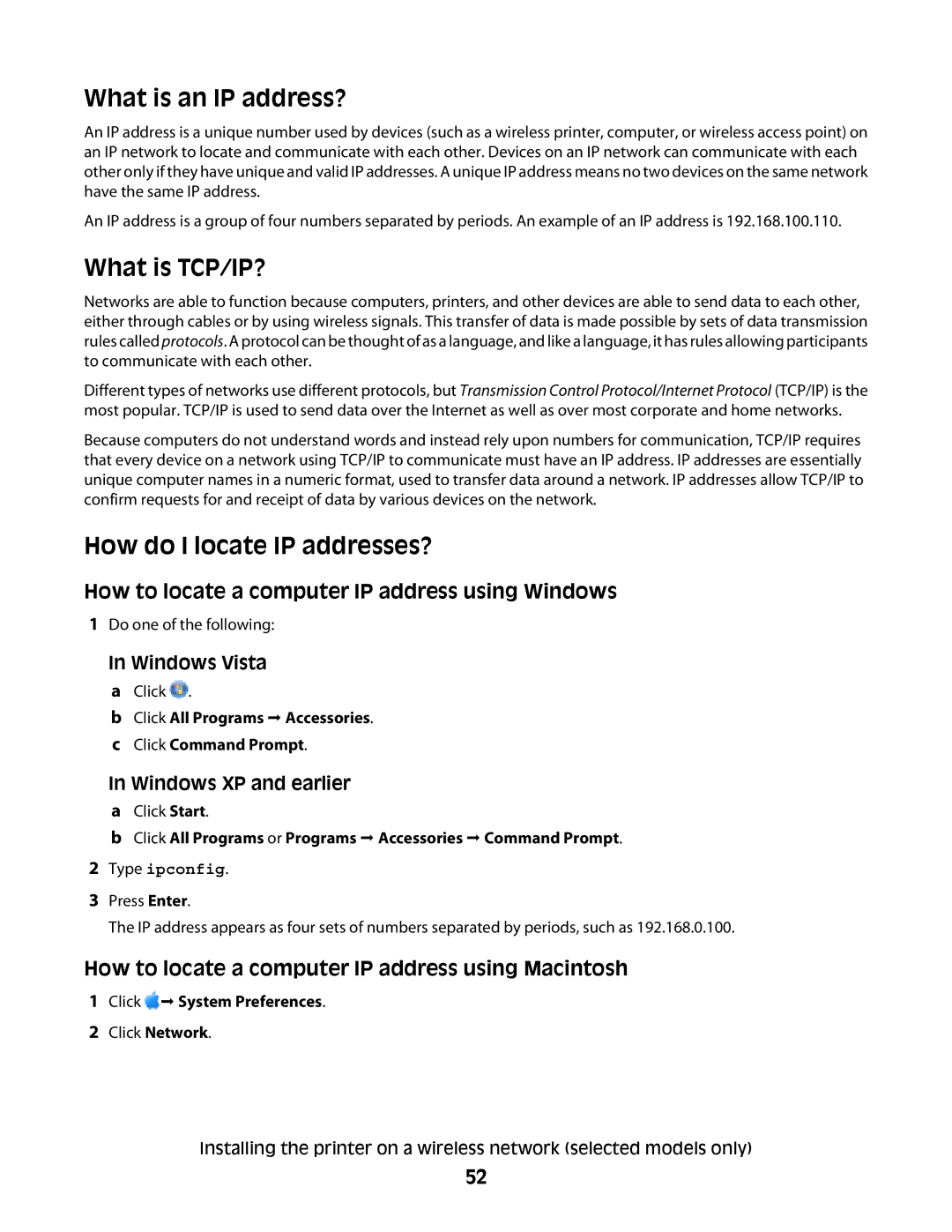 Lexmark 4900 Series manual What is an IP address?, What is TCP/IP?, How do I locate IP addresses? 