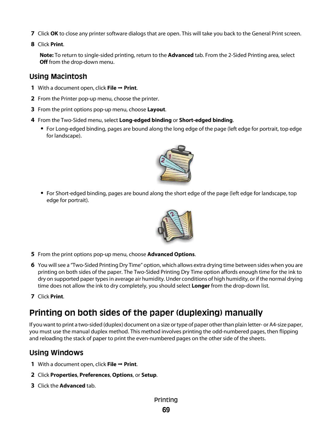 Lexmark 4900 Series Printing on both sides of the paper duplexing manually 