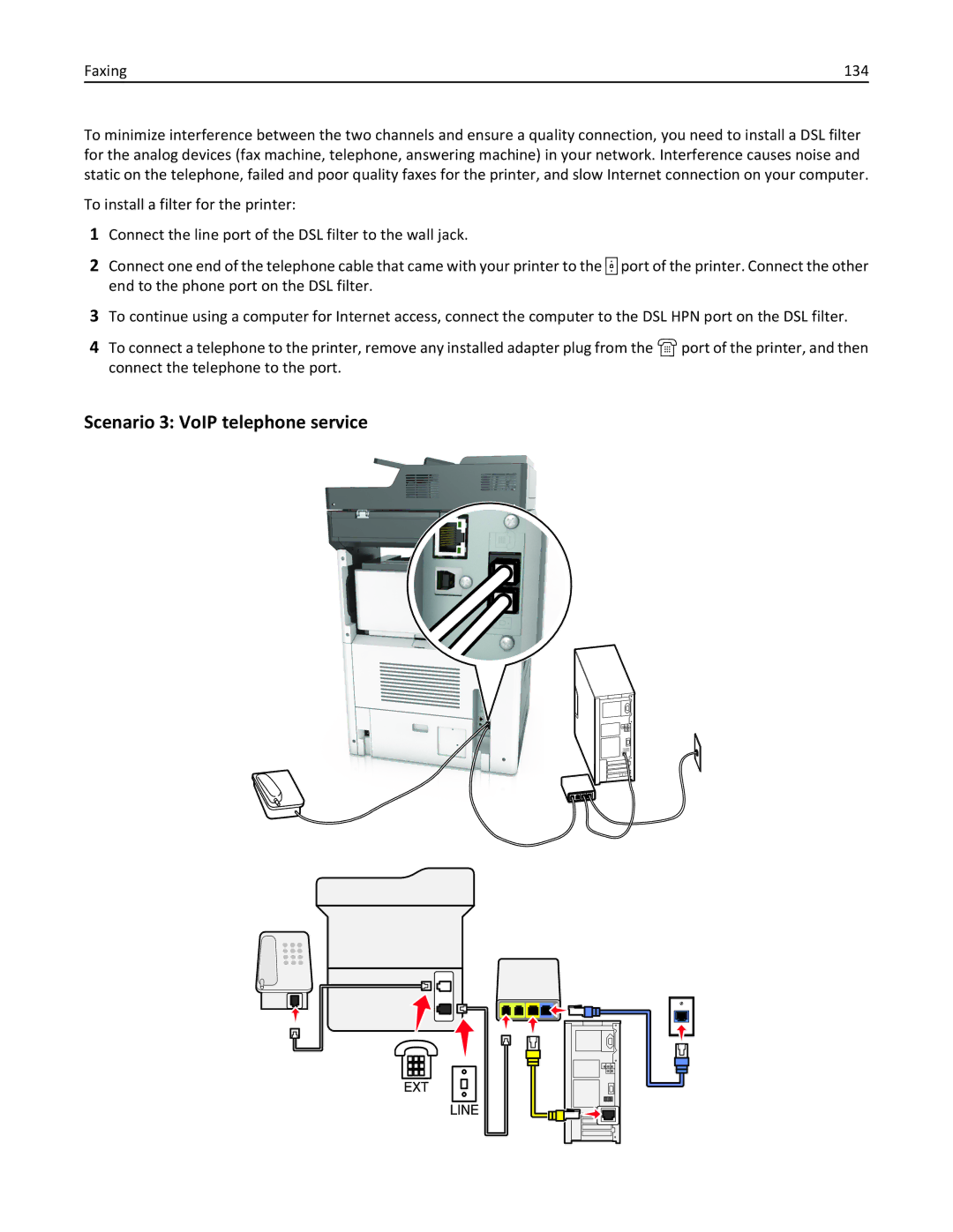 Lexmark 896, 496, 696 manual Scenario 3 VoIP telephone service 