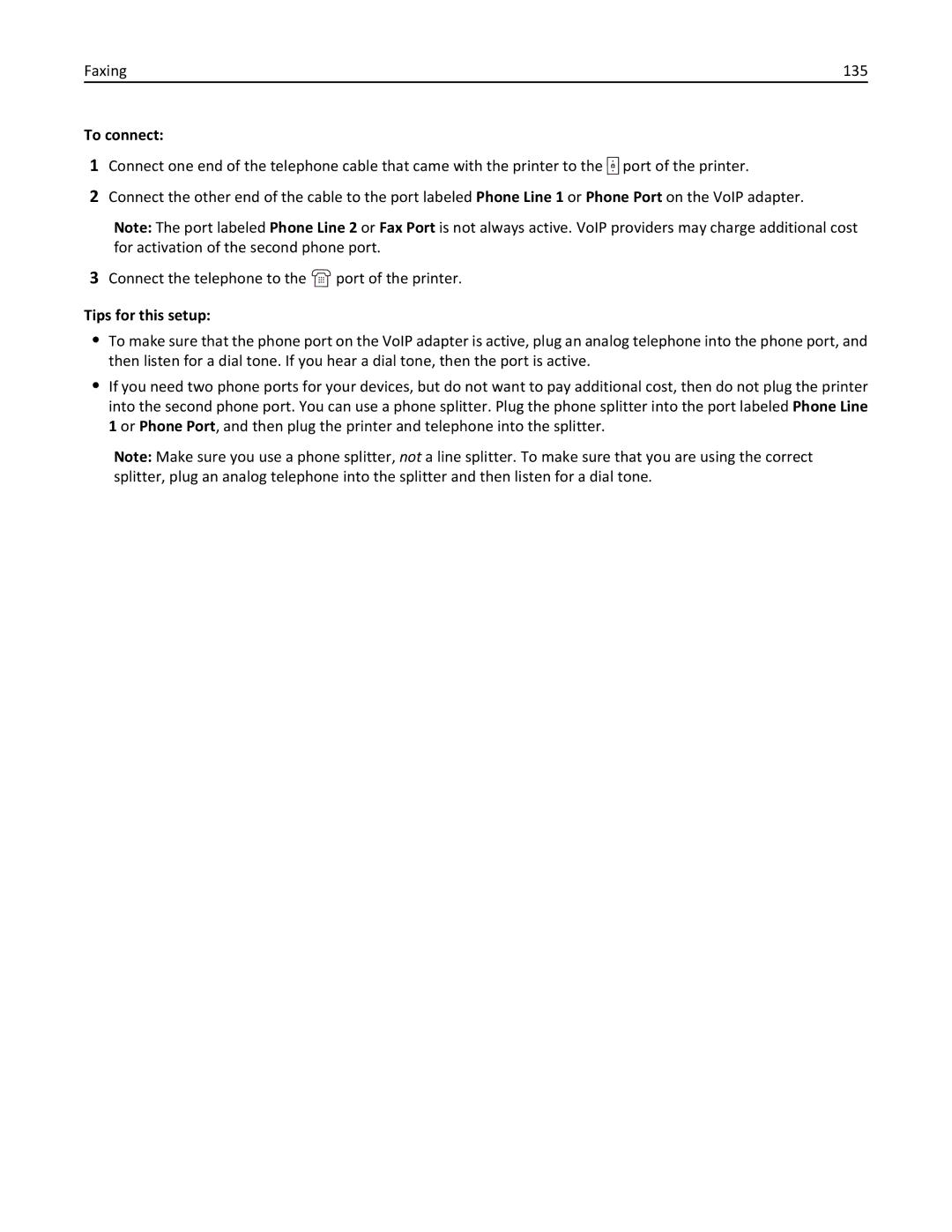 Lexmark 496, 696, 896 manual Faxing 135, To connect 