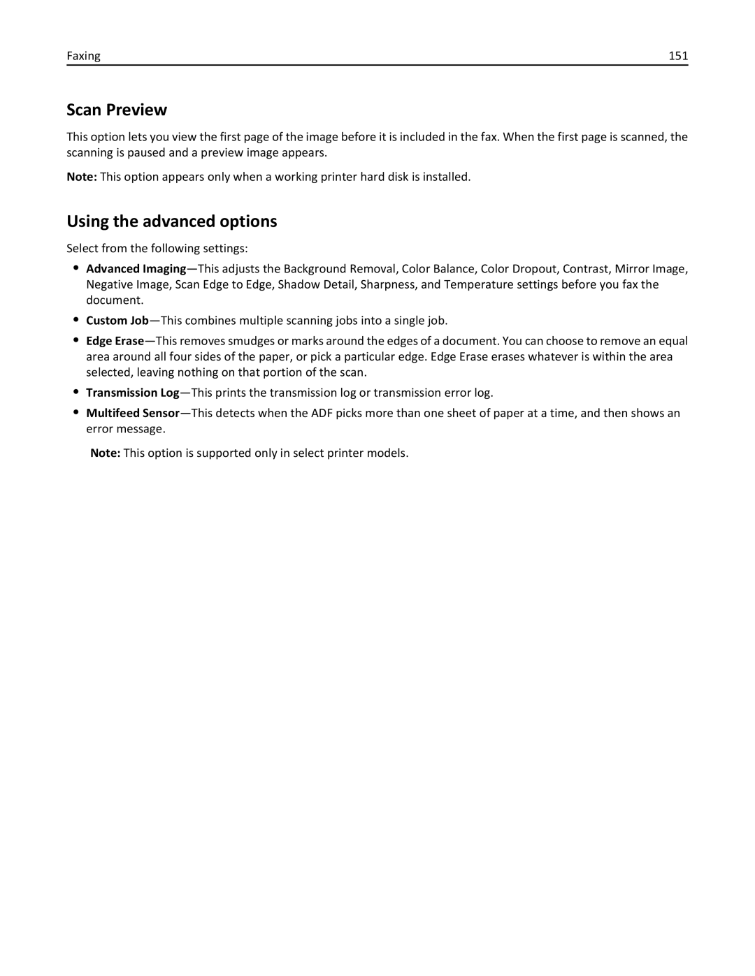 Lexmark 696, 496, 896 manual Scan Preview, Faxing 151 