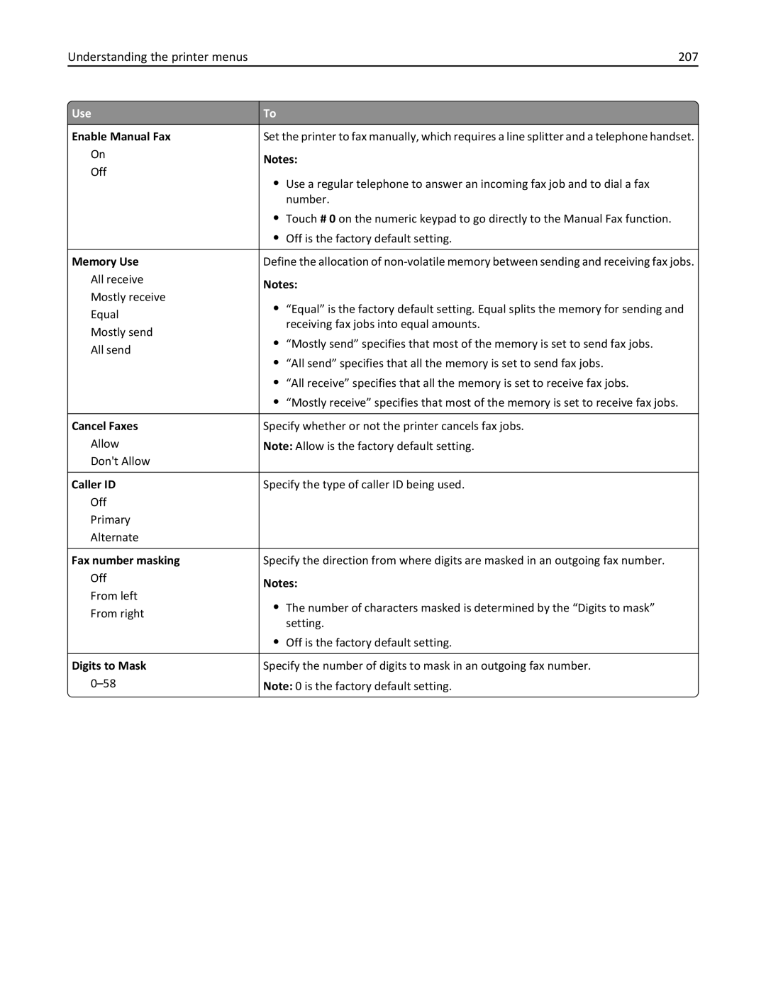 Lexmark 496, 696, 896 manual Understanding the printer menus 207 