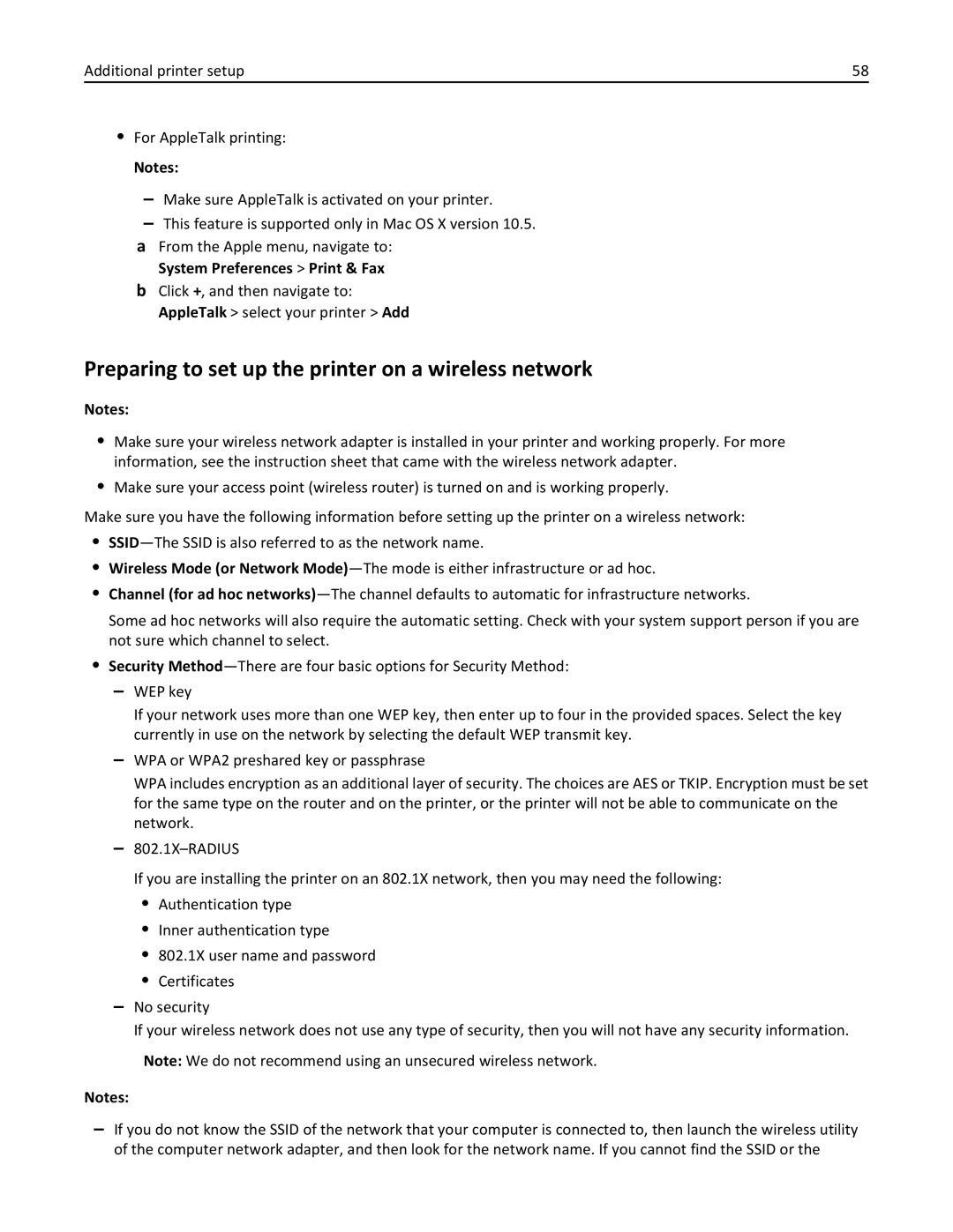 Lexmark 696, 496, 896 manual Preparing to set up the printer on a wireless network, AppleTalk select your printer Add 