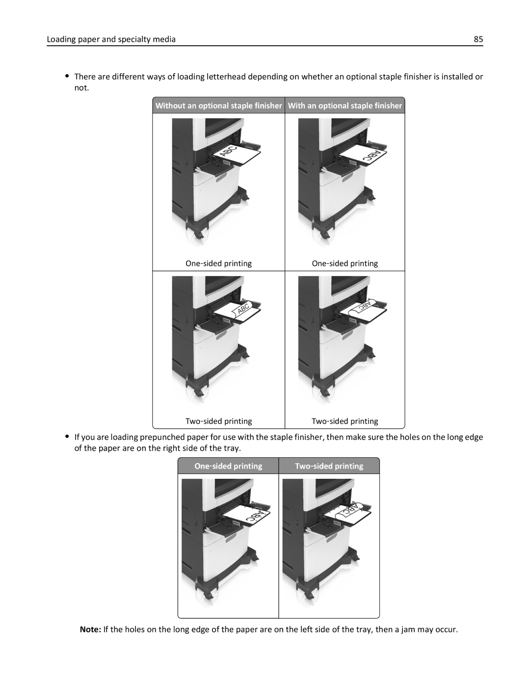 Lexmark 696, 496, 896 manual One ‑sided printing Two ‑sided printing 