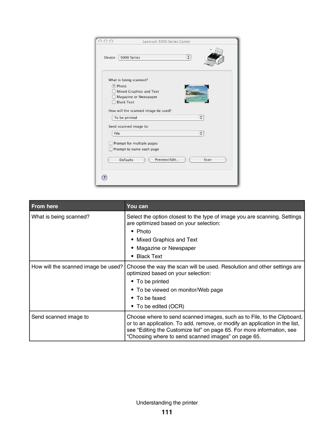 Lexmark 5000 Series manual 111, From here You can 